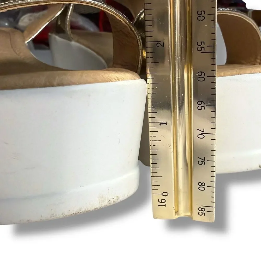 J. Adam’s Women’s Surf Chunky White Gold Platform Wedge Sandals Size 9